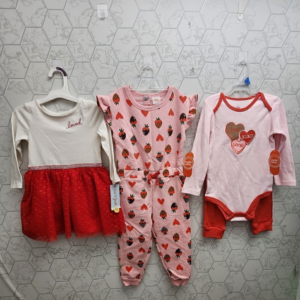 Nwt Valentine's Day Baby Girl's Clothes Bundle,  Size 24 months